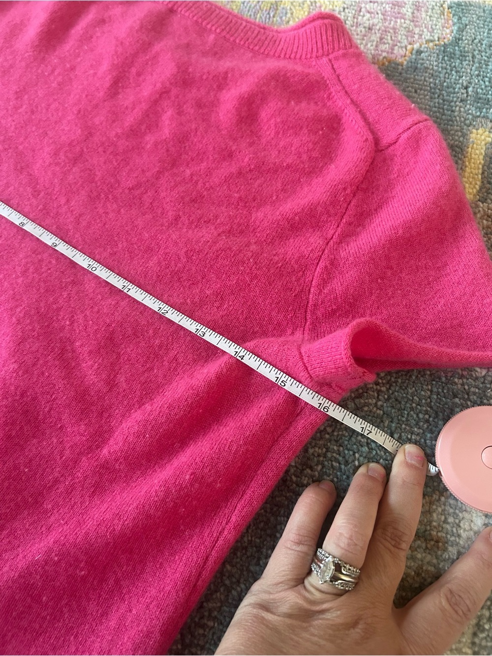 J. Crew Short Sleeve Cashmere Crewneck Sweater - Hot Pink - Picture 7 of 8